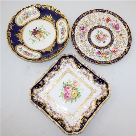 A group of Copeland Spode flower painted ceramics, the latter 18cm